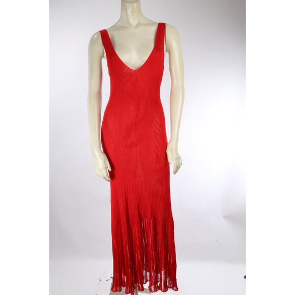 Alexander McQueen Dresses & Skirts - Alexander McQueen Dress Red Knit Sleeveless Scoop Neck Long Maxi Size L